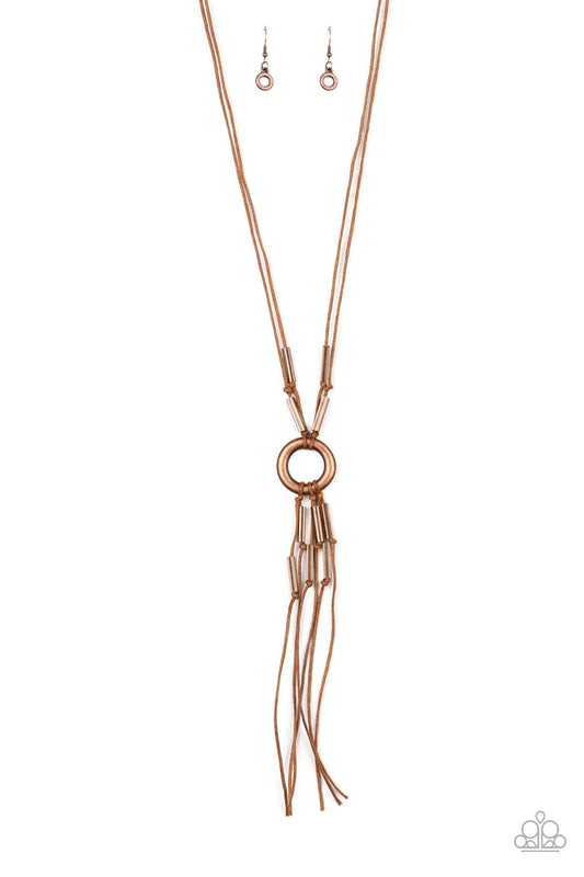 Tasseled Trinket Long Copper Necklace