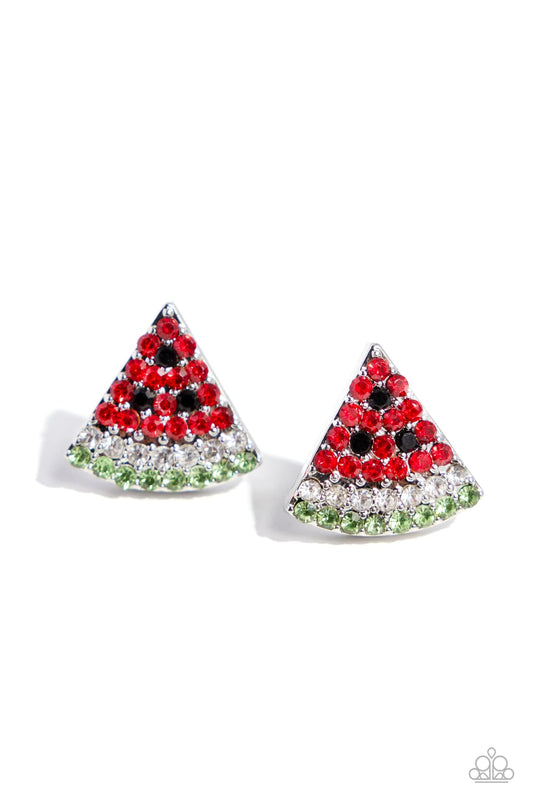 Watermelon Slice Red Earrings