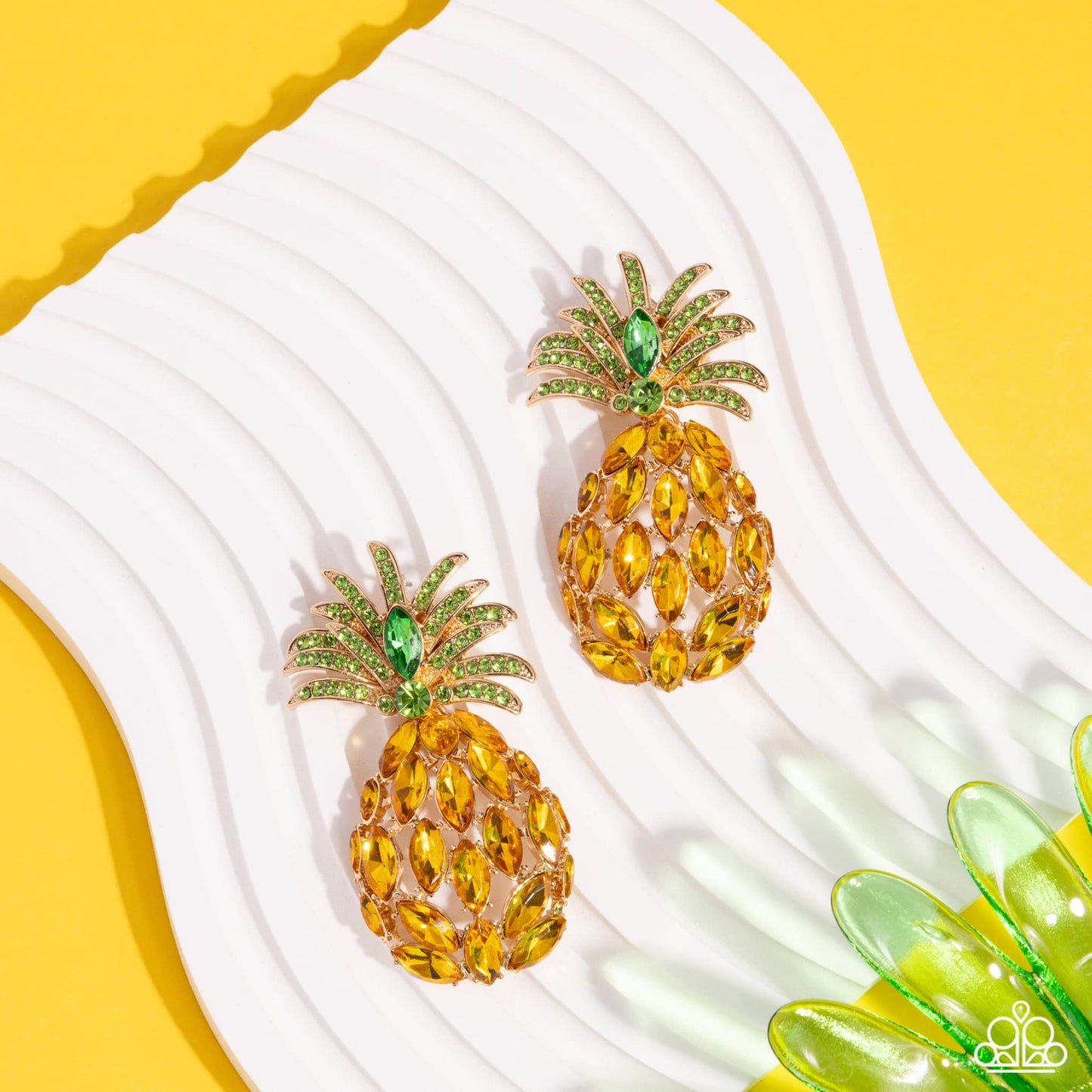 Pineapple Pizzazz Yellow Earrings