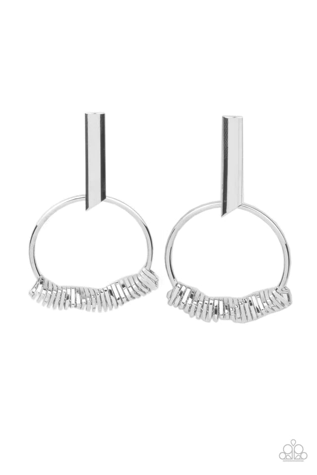 Set into Motion Silver Post Earrings