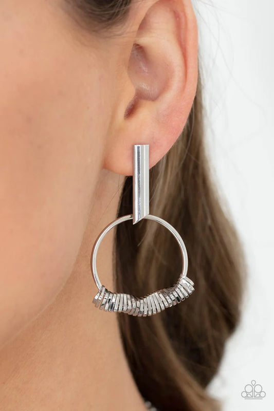 Set into Motion Silver Post Earrings