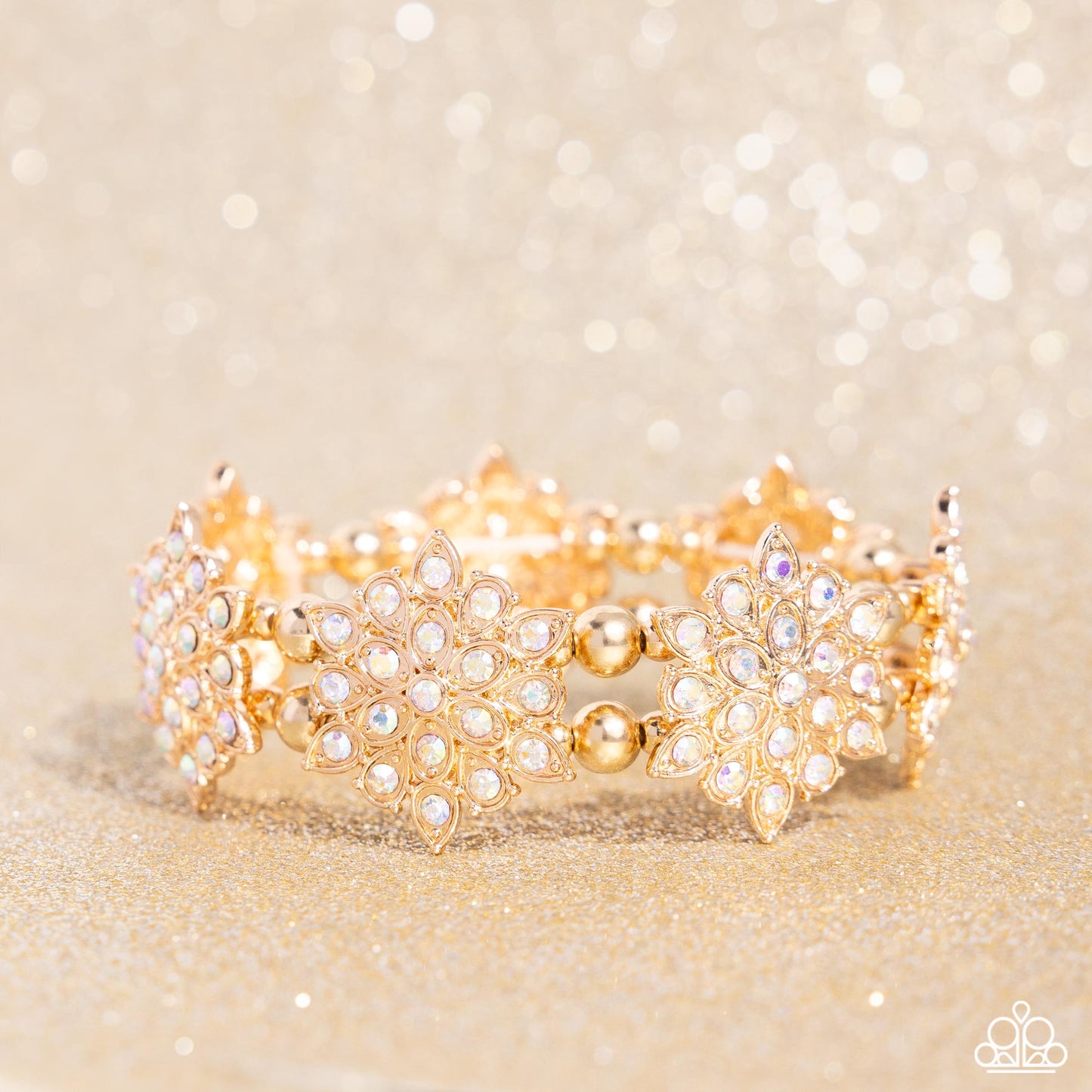 Scintillating Snowflakes Gold Multi Bracelet