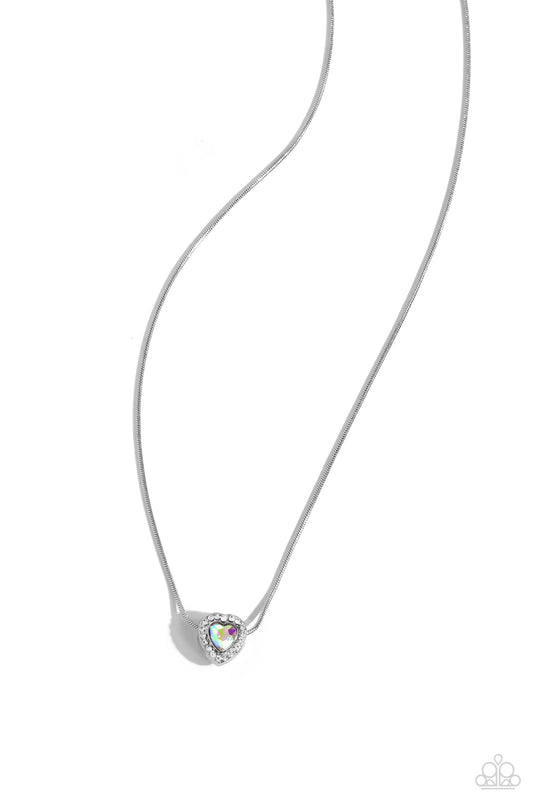 Simply Sentimental Silver Iridescent Heart Necklace