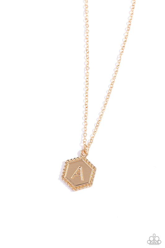 Emblematic Elegance - A - Gold Initial Necklace