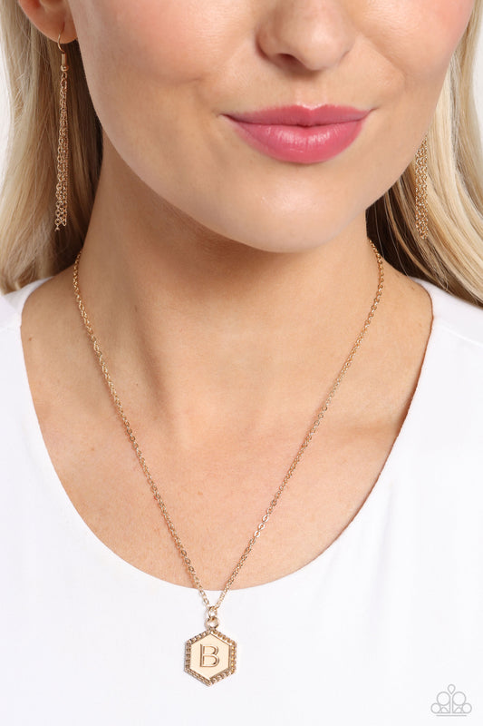 Emblematic Elegance - B - Gold Initial Necklace