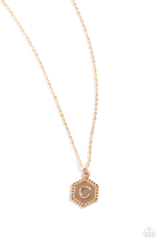 Emblematic Elegance - C - Gold Initial Necklace