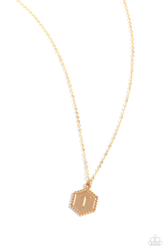 Emblematic Elegance - T - Gold Initial Necklace