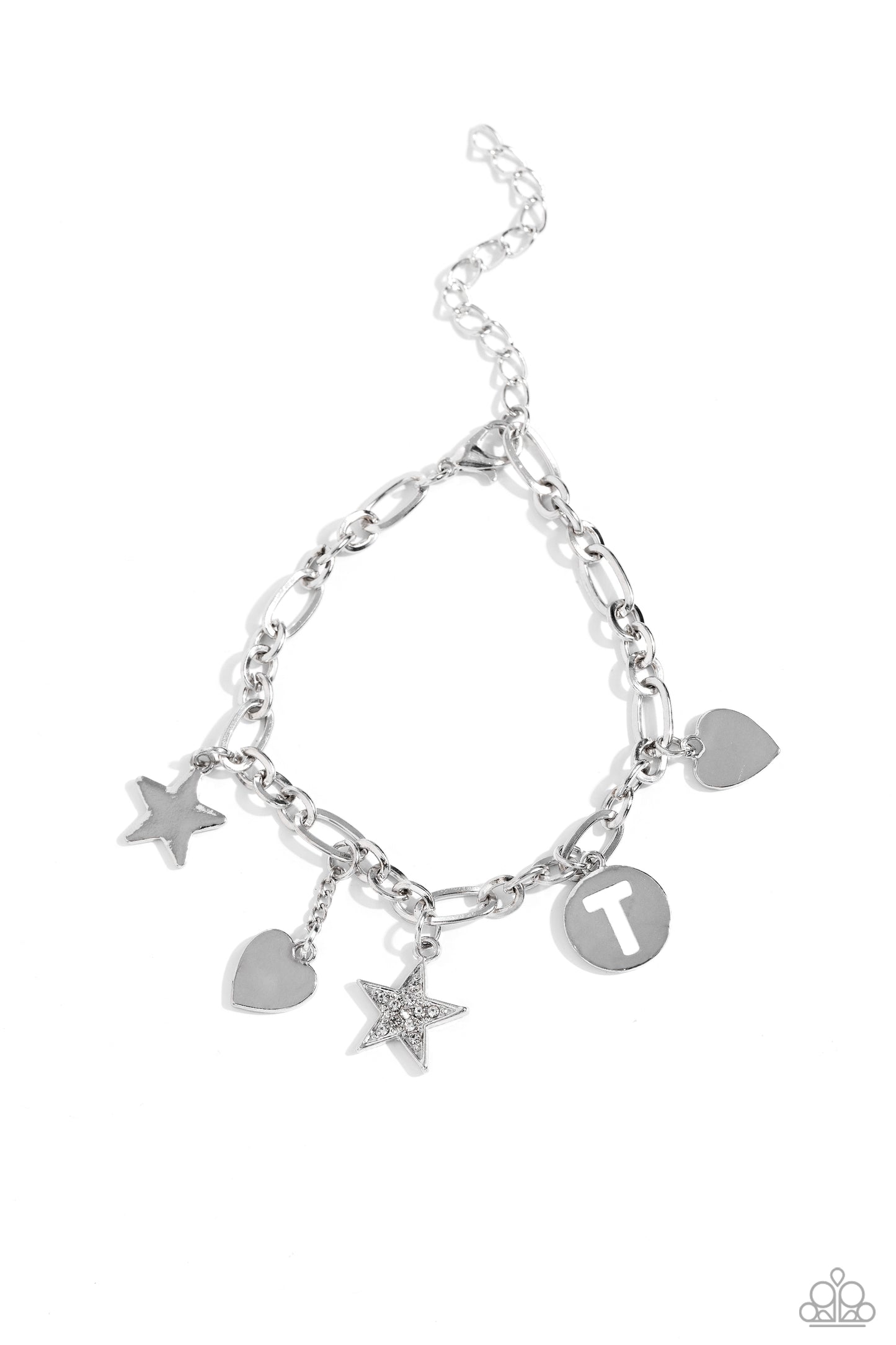 Legacy Letters - T - White Initial Charm Bracelet