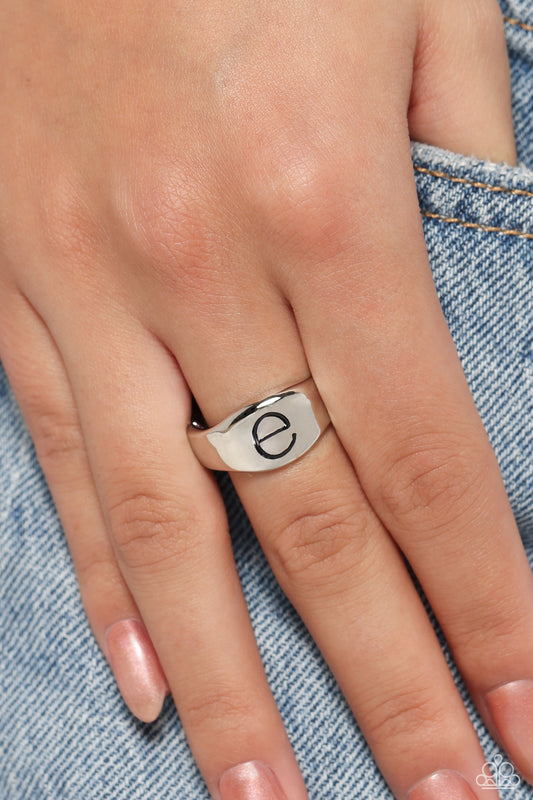 Monogram Memento - E - Silver Ring