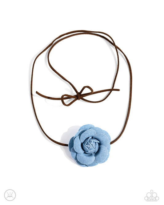 Floral Folktale Blue Brown Necklace