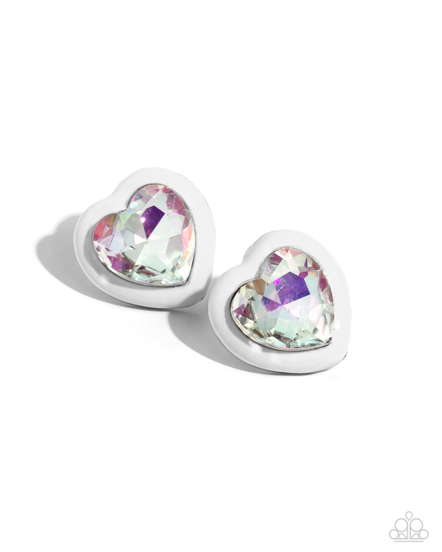 Heartfelt Haute White Iridescent Earrings