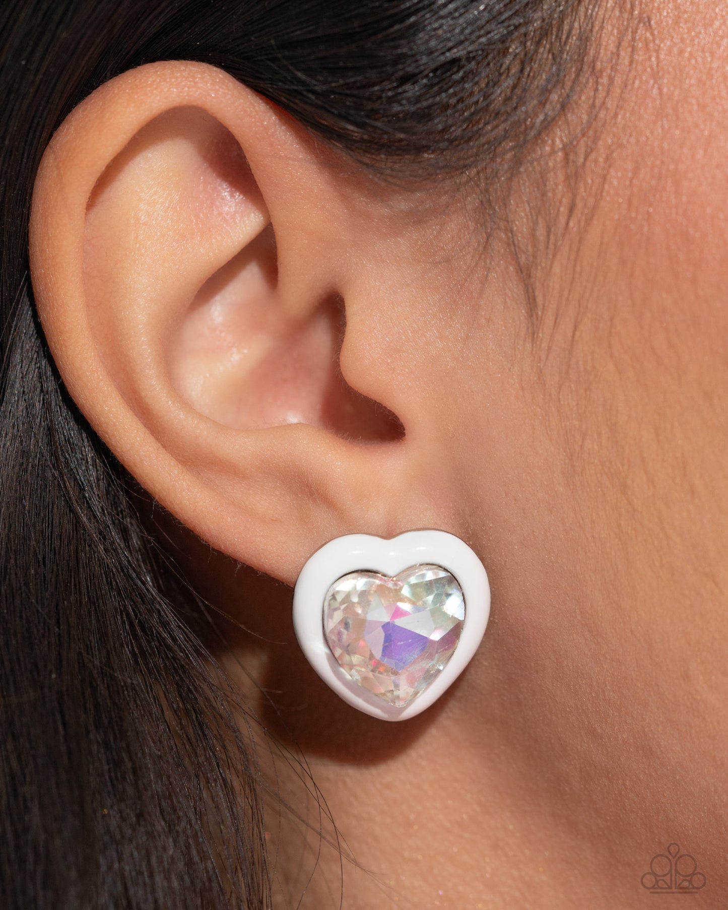 Heartfelt Haute White Iridescent Earrings