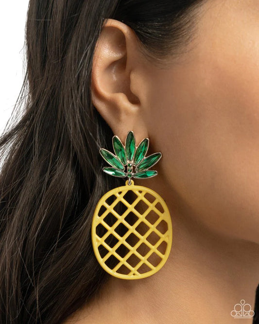 Pineapple Passion Yellow Earrings