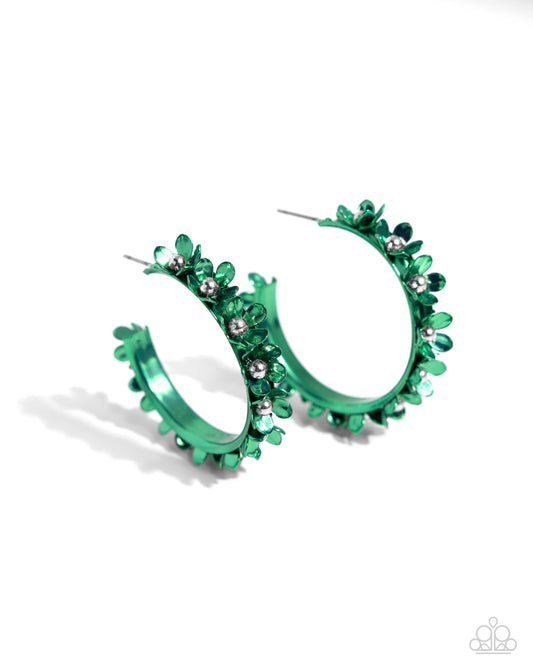 Fashionable Flower Crown Green Hoops