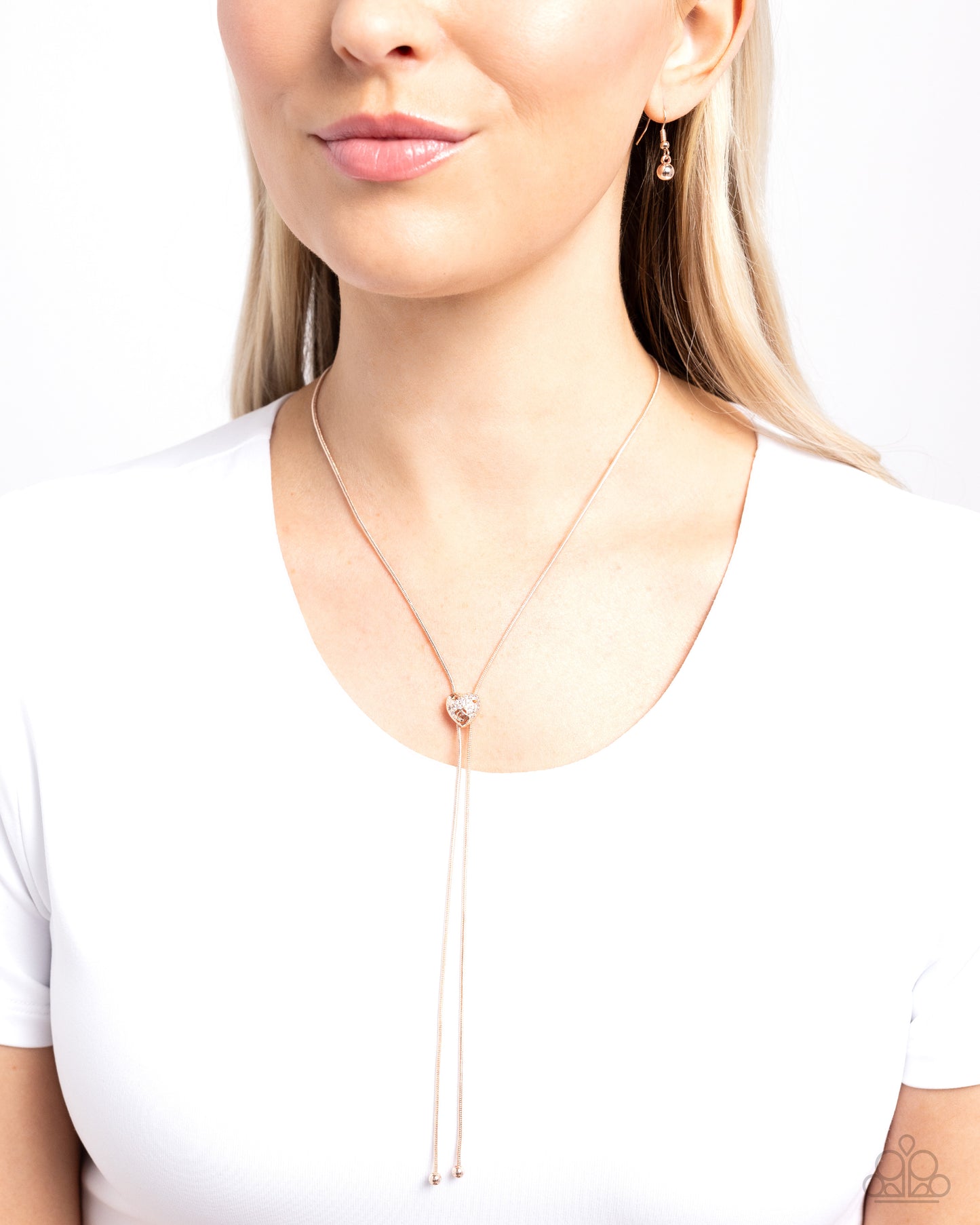 Raised Rose Rose Gold Long Necklace