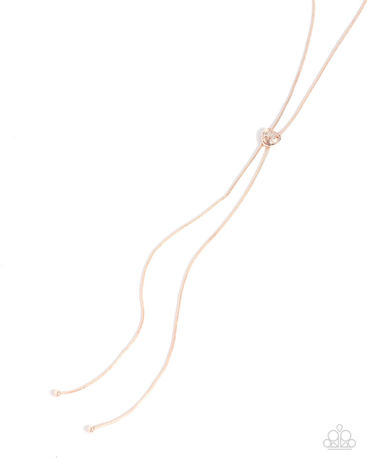 Raised Rose Rose Gold Long Necklace