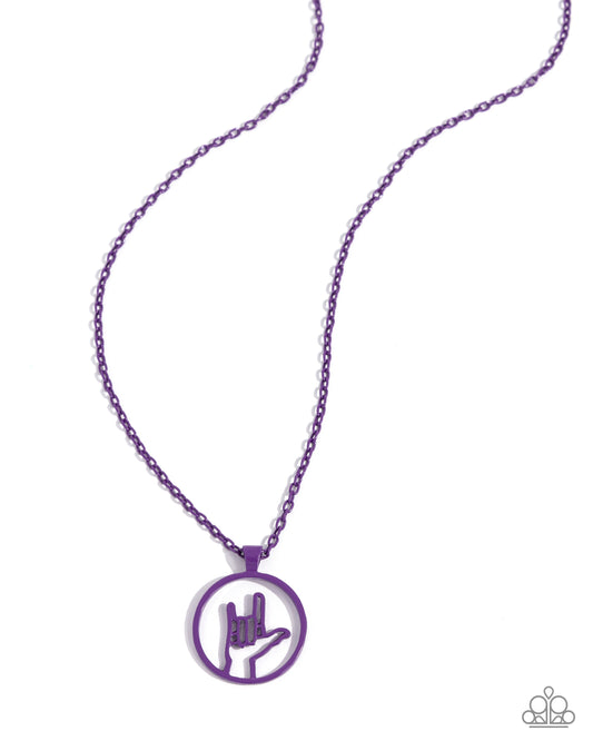 Abstract ASL Purple Necklace