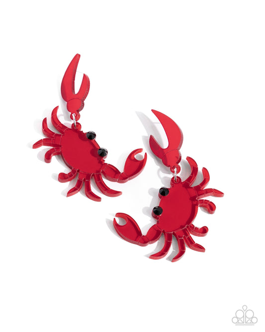 Crab Couture Red Earrings