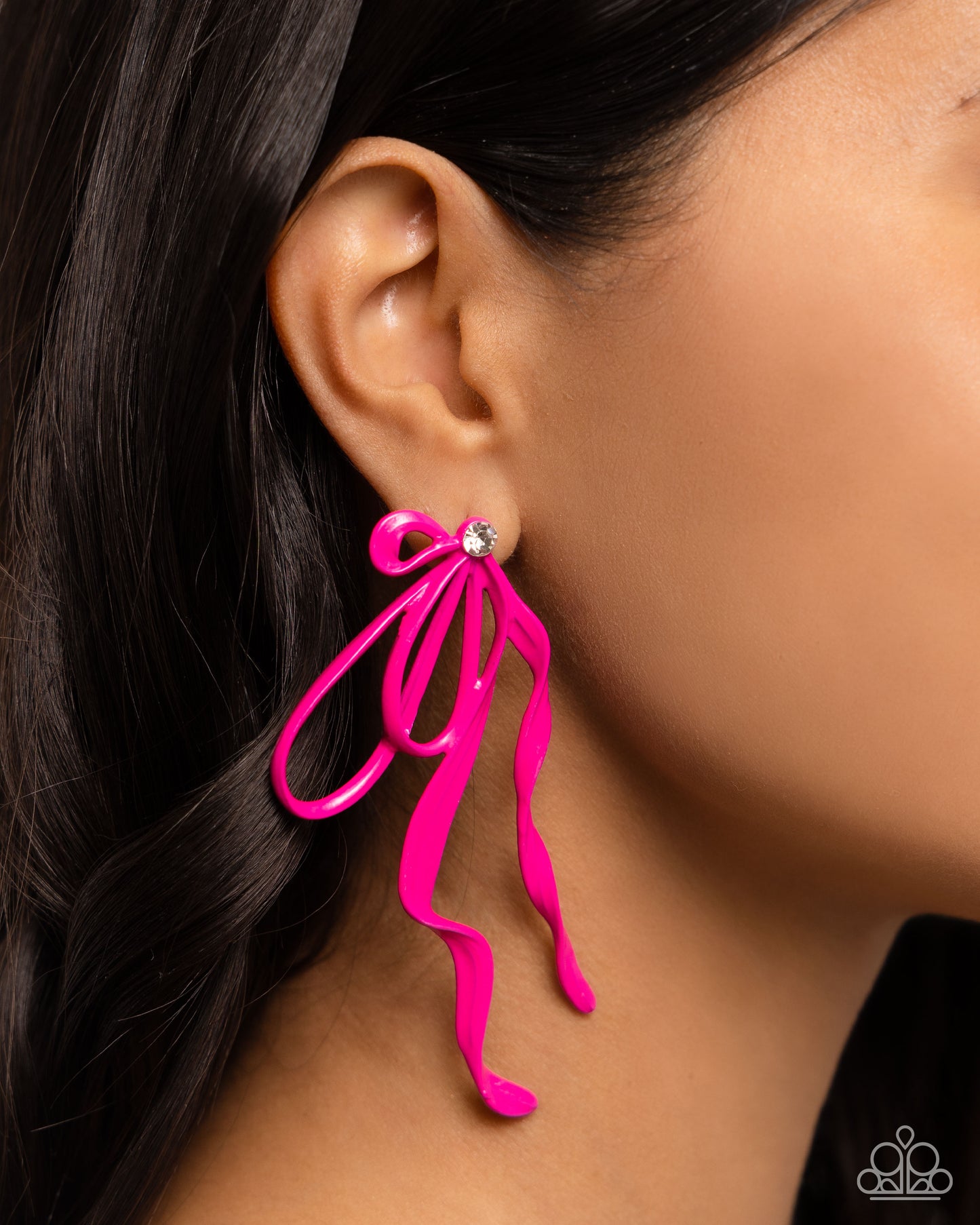 Trendy Tapestry Pink Bow Earrings