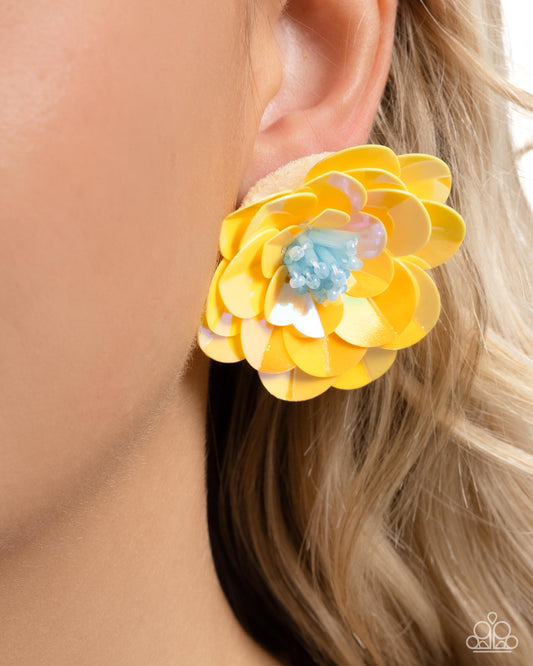 Floating Florals Yellow Earrings