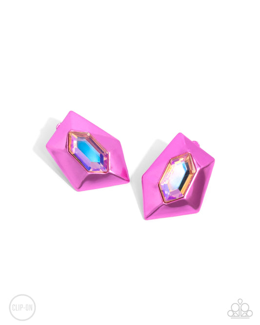 Dauntless Detail Pink Clip On Earrings