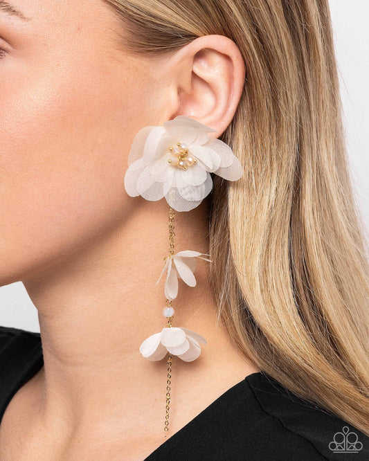 Balletcore White Gold Floral Earrings