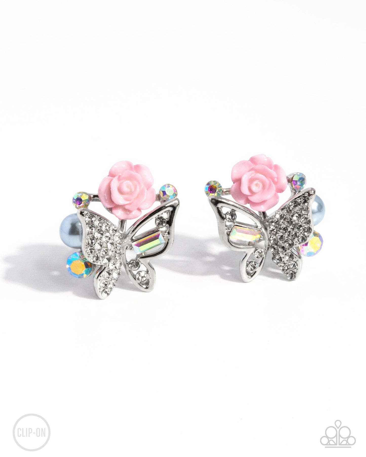 Fanciful Facade Multi Butterfly Clip On Earrings