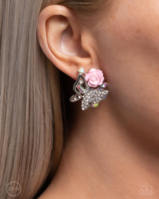 Fanciful Facade Multi Butterfly Clip On Earrings