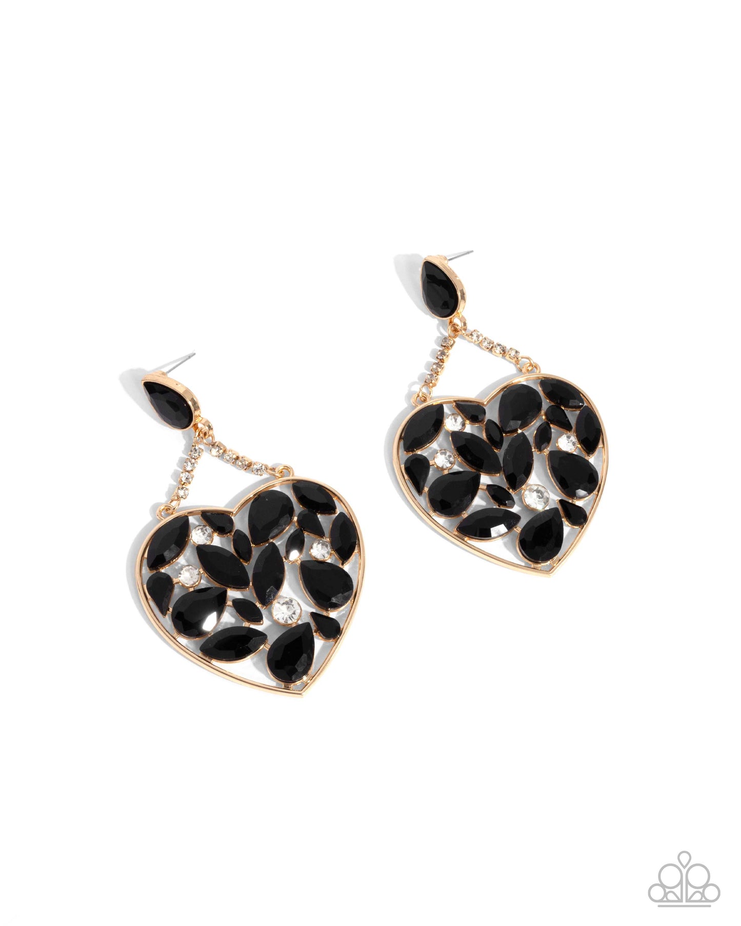 Glittery Gait Black Heart Earrings