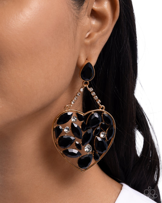 Glittery Gait Black Heart Earrings