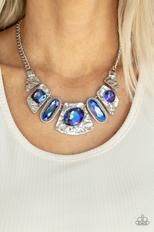 Futuristic Fashionista Blue Oil Spill Necklace