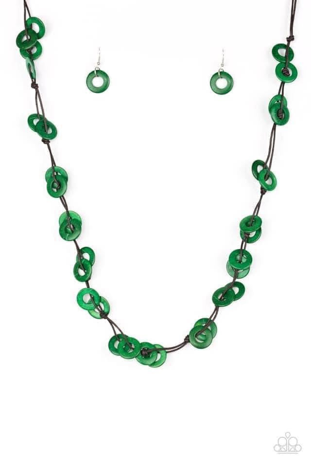 Waikiki Winds Green Wood Necklace