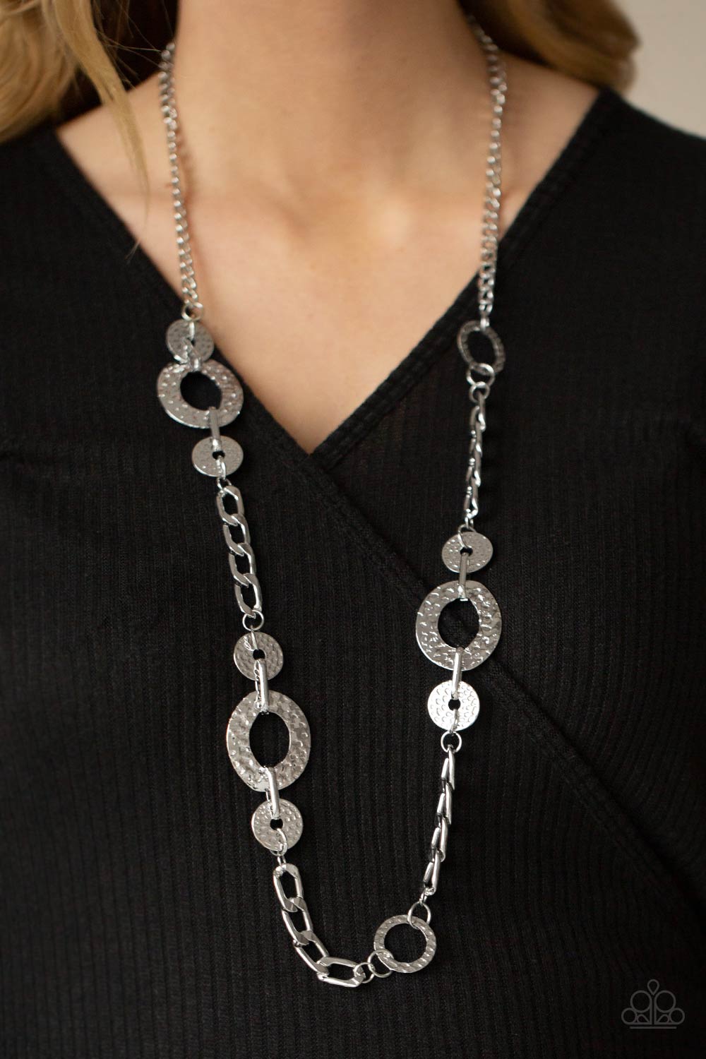 Mechanically Metro Long Silver Necklace