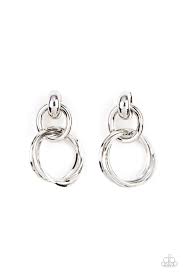 Dynamically Linked Silver Post Earring