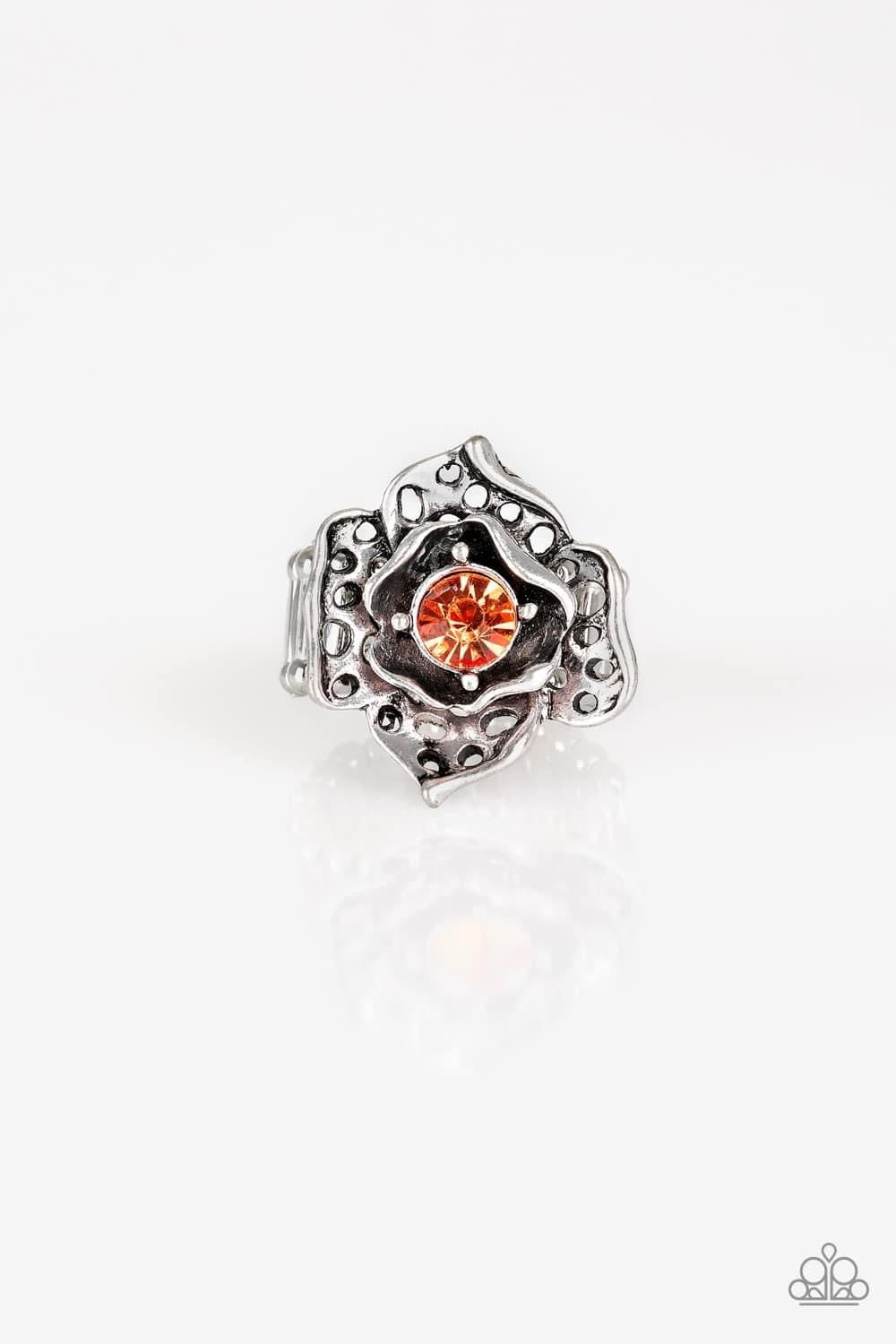 Glowing Gardens Orange Flower Ring