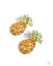 Pineapple Pizzazz Yellow Earrings