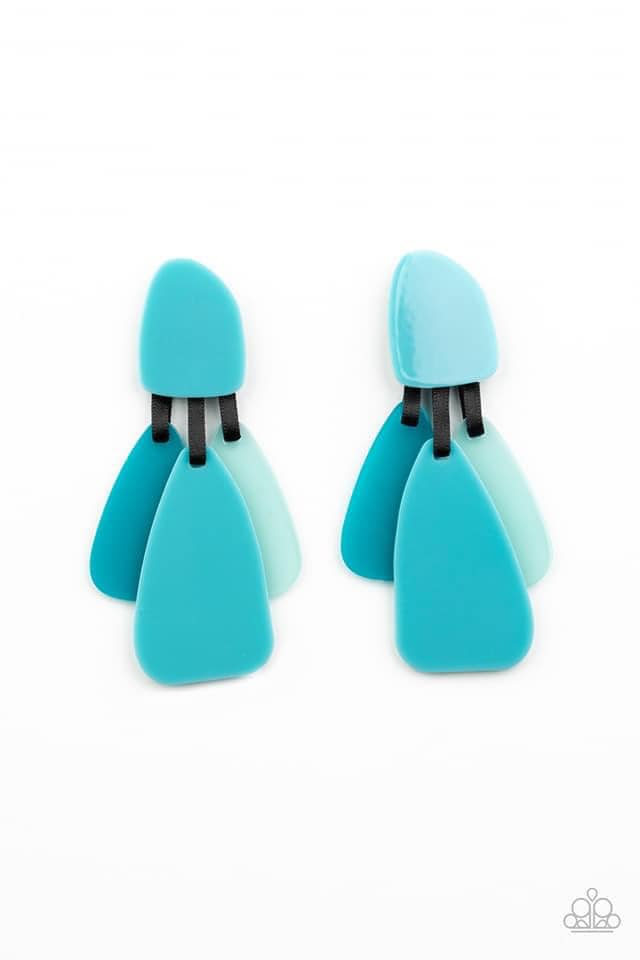 All Faux One Blue Acrylic Earrings