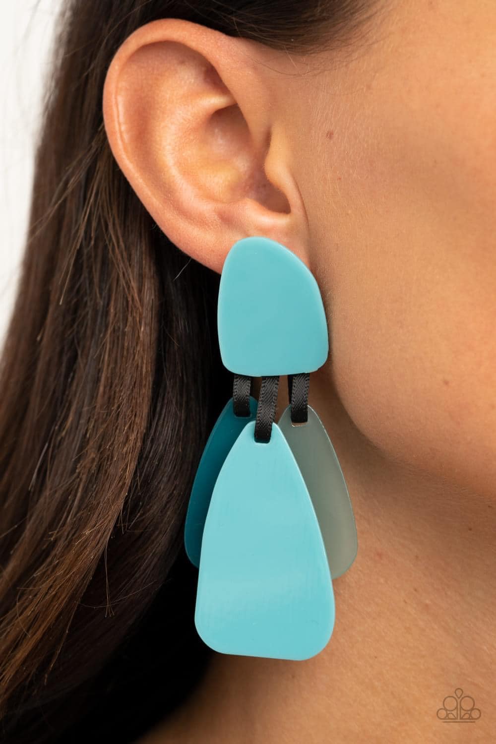 All Faux One Blue Acrylic Earrings