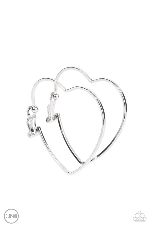 Harmonious Hearts Silver Clip On Hoops