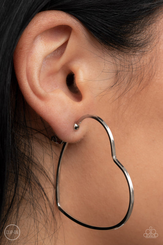 Harmonious Hearts Silver Clip On Hoops