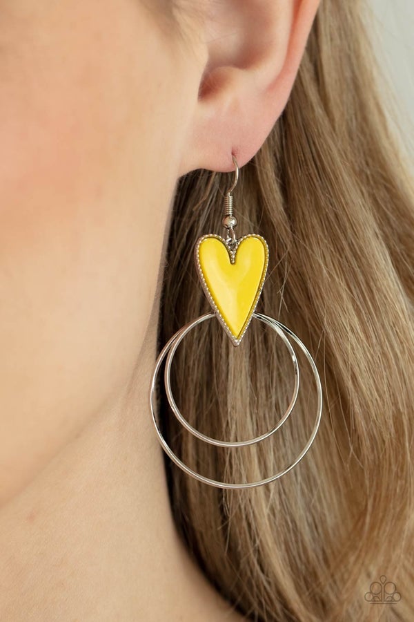 Happily Ever Hearts Yellow Earrings