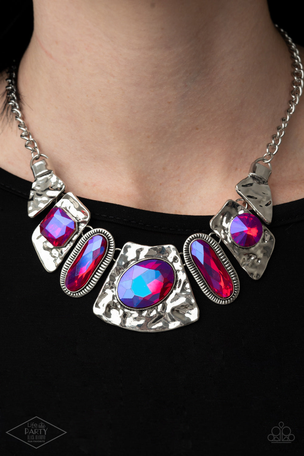 Futuristic Fashionista Pink Oil Spill Necklace