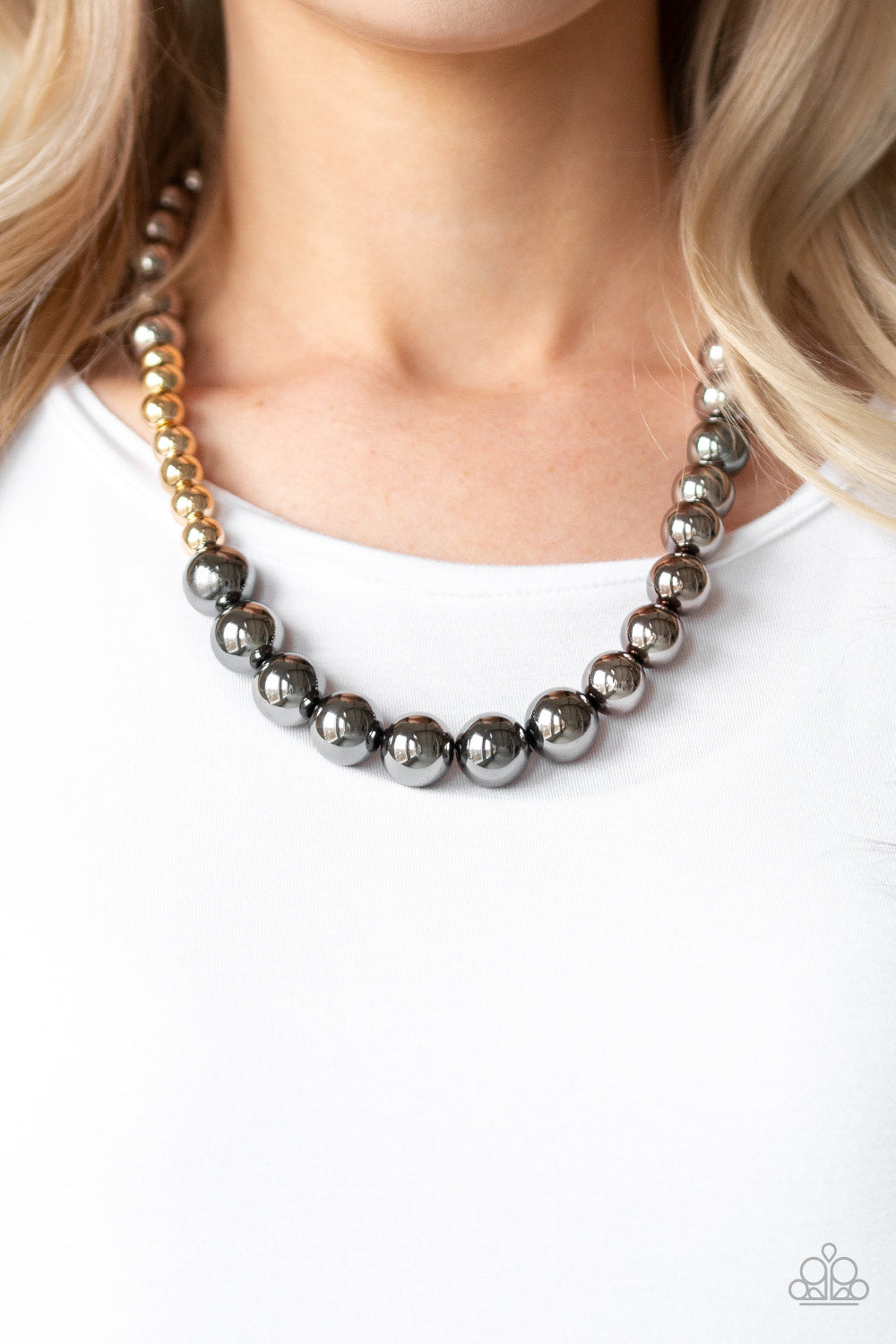 Power To The People Gunmetal Gold Necklace