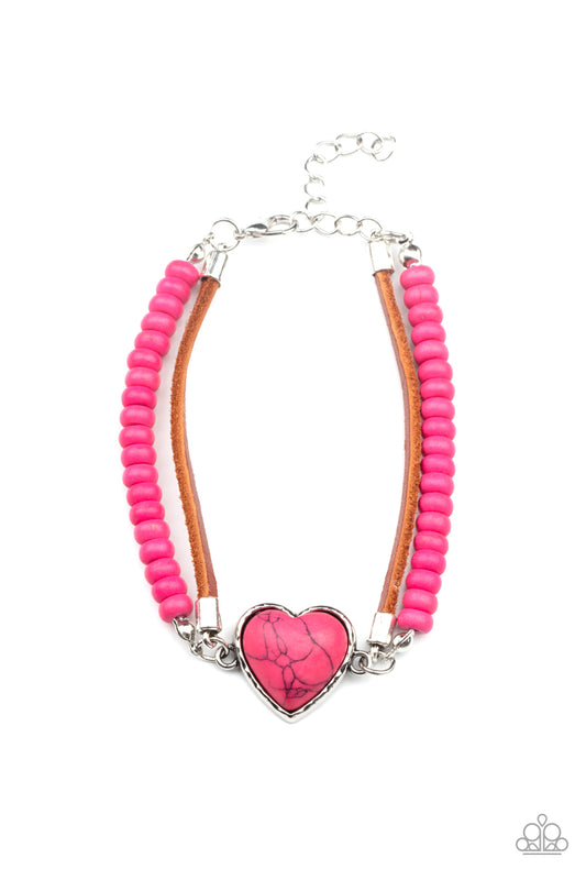 Charmingly Country Pink Heart Bracelet