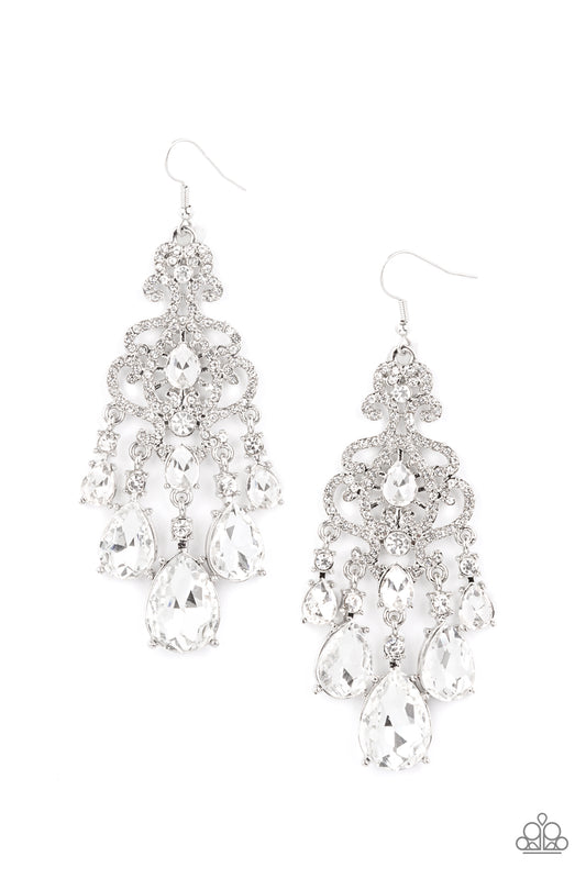 Queen Of All Things Sparkly Silver Rhinestone Earrings