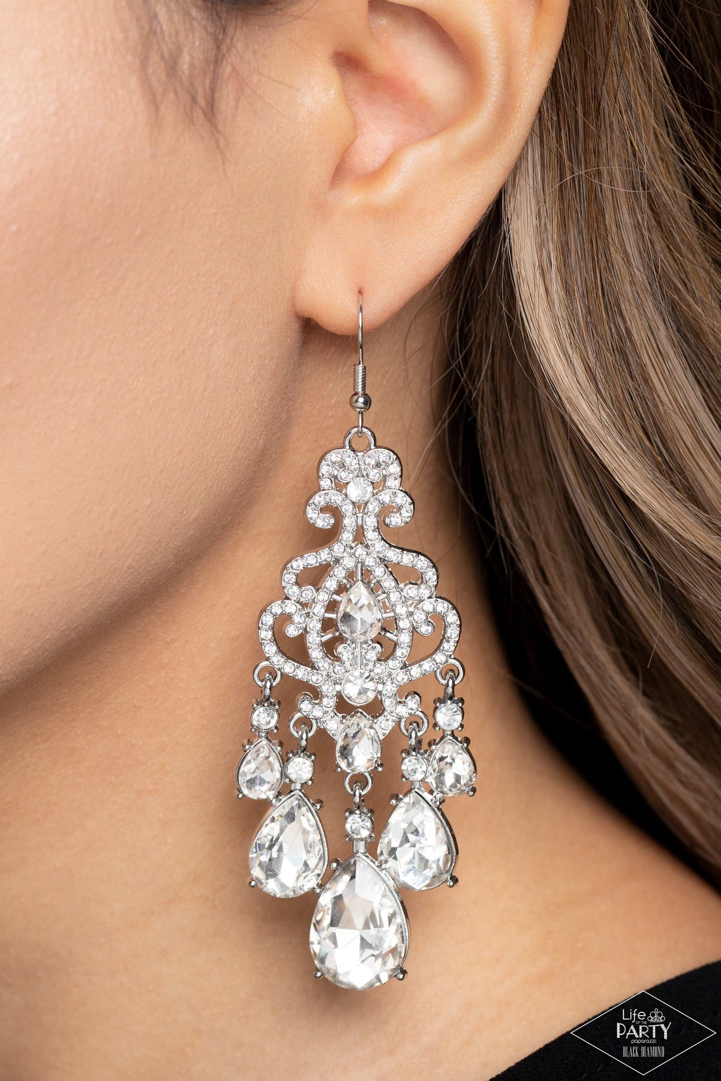 Queen Of All Things Sparkly Silver Rhinestone Earrings