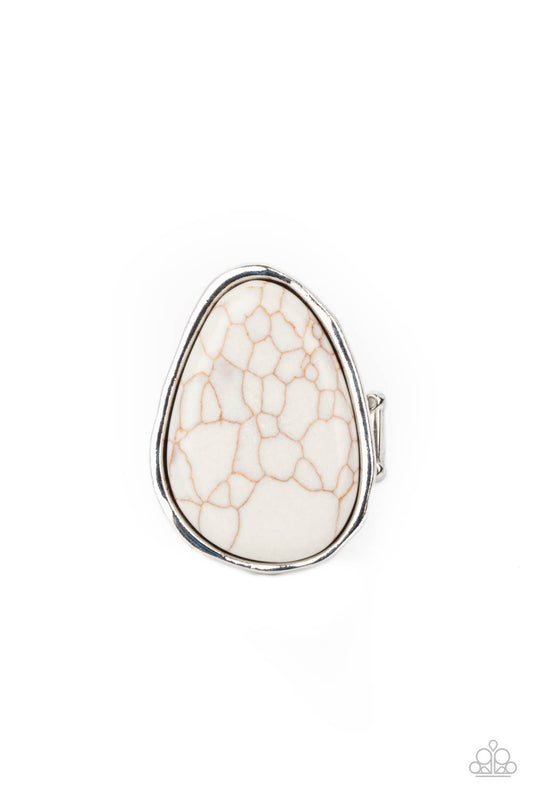 Marble Mecca White Crackle Stone Ring