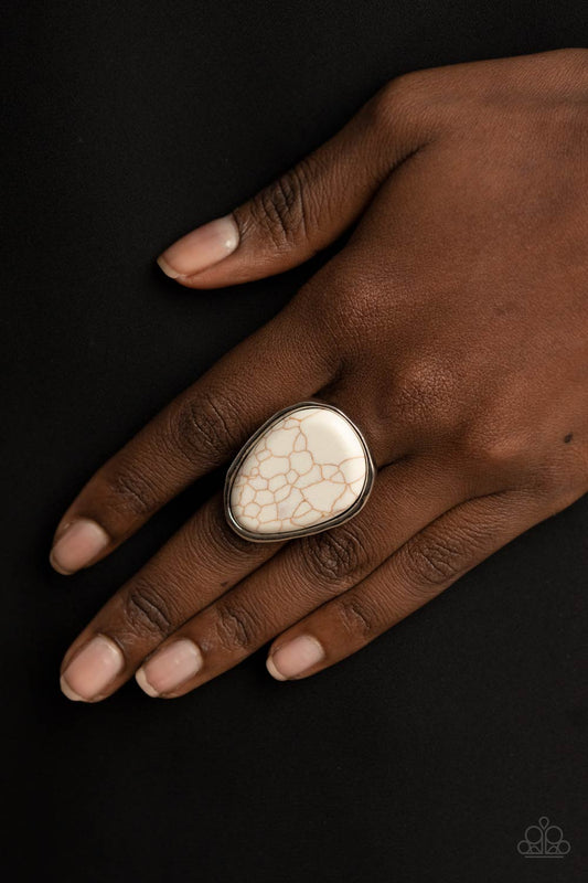 Marble Mecca White Crackle Stone Ring