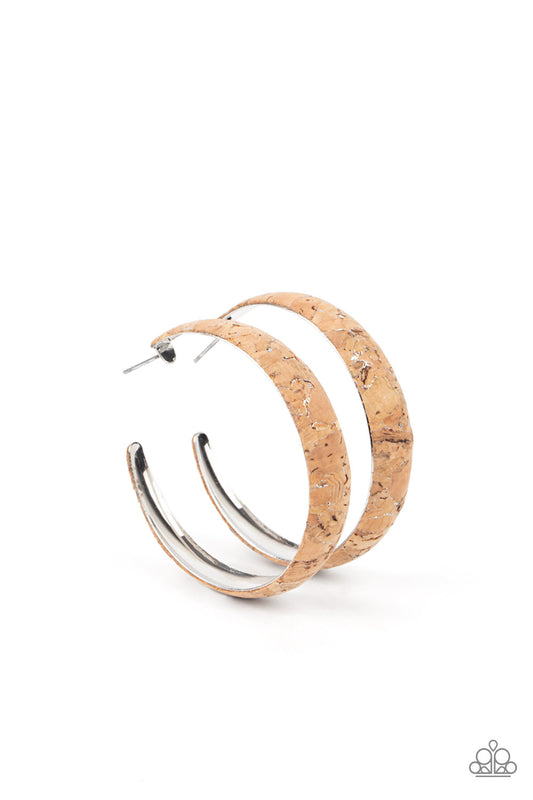 A CORK In The Road Silver Hoops