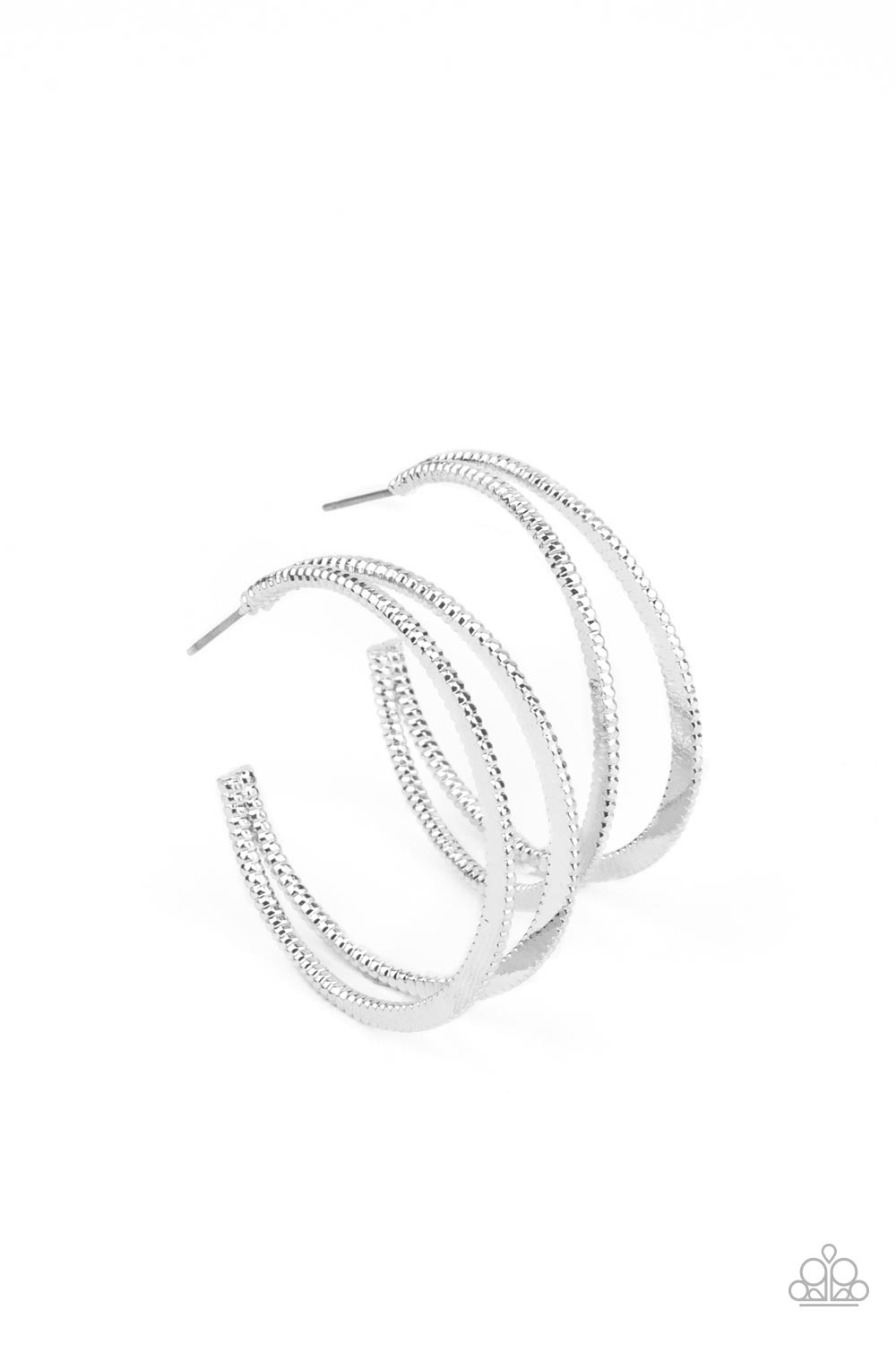 Rustic Curves Silver Hoops